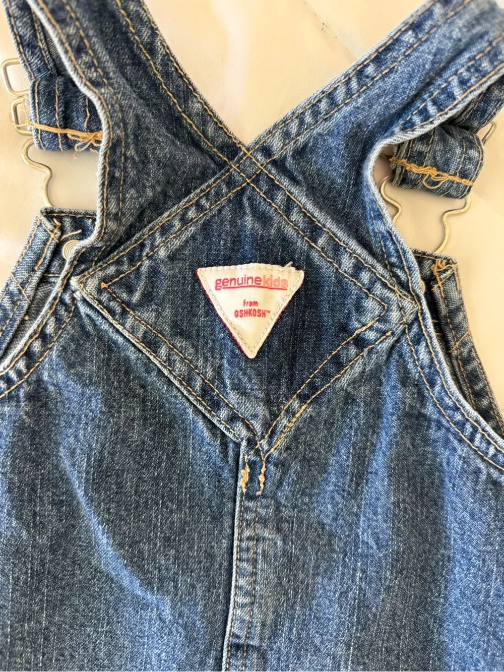 Osh Kosh Girls' Dark Blue Denim Overall Dress with Floral Embroidery
